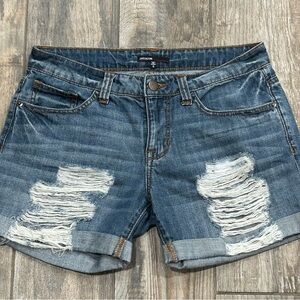 Love Culture Womens Size Small Distressed Frayed Denim Blue Jean Shorts